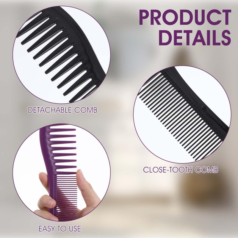 Larrel Detangling Comb, 2 Pcs Double-Sided Detangler Comb Curly Combs Fine And Wide Tooth Beard Combs Professional Combes for Women Men Barber Thin Thick Curly Straight Hair Styling Hair Care (Purple, Black) - Image 3